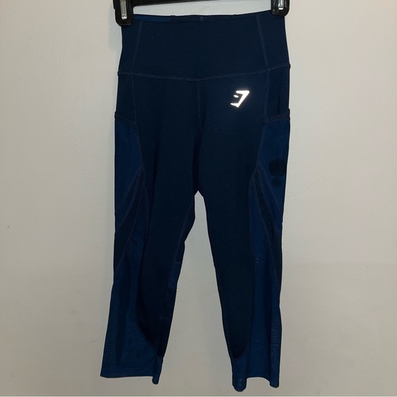 Gymshark Cropped Leggings Blue Women’s Size Extra Small - Picture 1 of 11